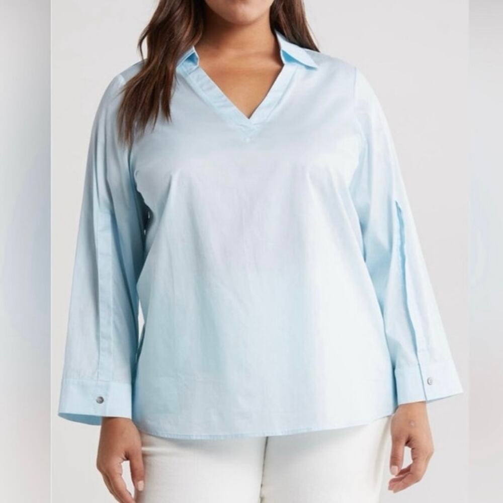 Harshman Lilou Blouse Light Blue Size 1X
NWT
